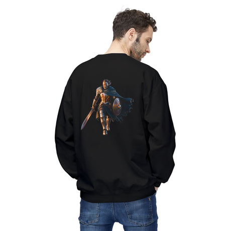Knight Warrior Crewneck Sweatshirt — Medieval Shield & Sword Back Graphic US