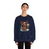 Warm and cozy Christmas Moose Crewneck Sweatshirt crafted from a durable cotton-poly blend.