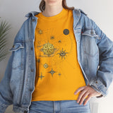 Casual setup with the Celestial Gold Star Map T-Shirt as the centerpiece of the outfit.