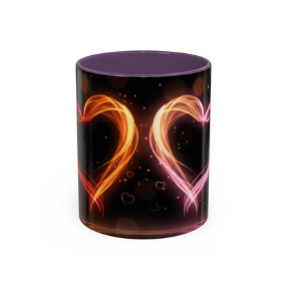 Neon Heart Accent Coffee Mug – Romantic Glow 11/15oz US