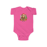 Back view of Baby Christmas Elf Bodysuit — Cute Holiday Infant Onesie showing ribbed knit binding