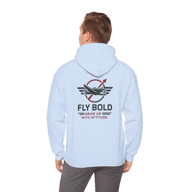 Fly Bold Hoodie featuring aviation graphic design, perfect for aspiring pilots.