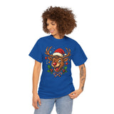 Person enjoying winter activities while wearing the Christmas Reindeer Tee, embodying the festive spirit.