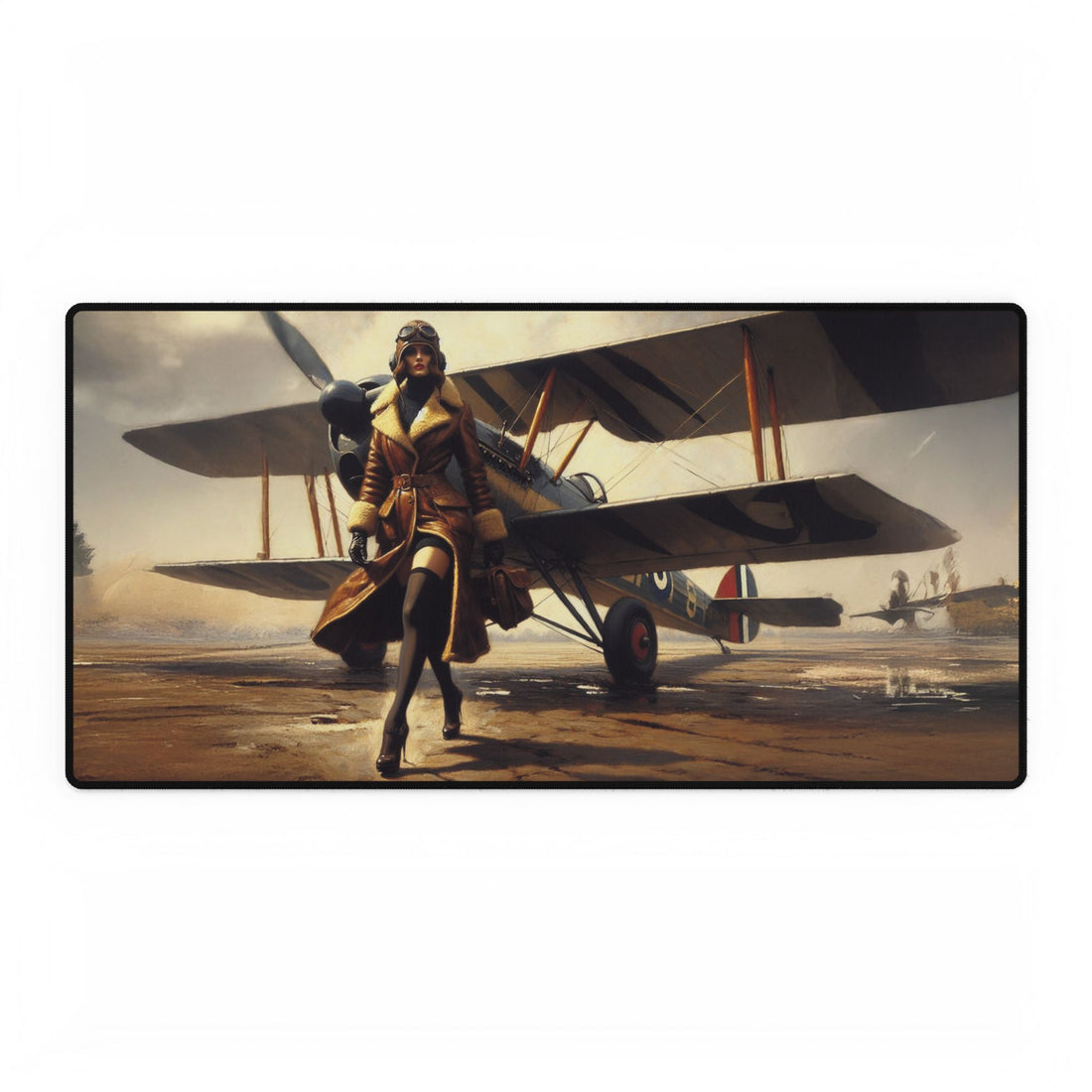 Vintage Aviation Desk Mat - Stylish Workspace Decor for Aviation Enthusiasts with vibrant colors enhancing creativity, perfect for home office or gaming.