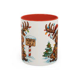 Top-down view of the Christmas Reindeer Coffee Mug, emphasizing its glossy surface and vivid detailing.