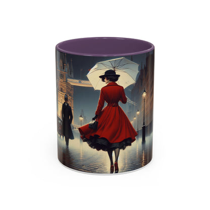 Elegant Red Dress Coffee Mug in use, demonstrating its snug grip and eye-catching colors.