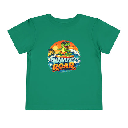 Wave Roar Toddler Tee Dino Surf Beach Graphic Shirt
