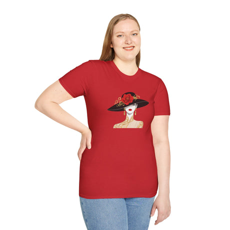 Elegant Lady with Rose Hat T-Shirt