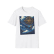 Adventure Compass T-Shirt styled with denim shorts, a great choice for summer adventures and travel.