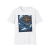 Adventure Compass T-Shirt styled with denim shorts, a great choice for summer adventures and travel.