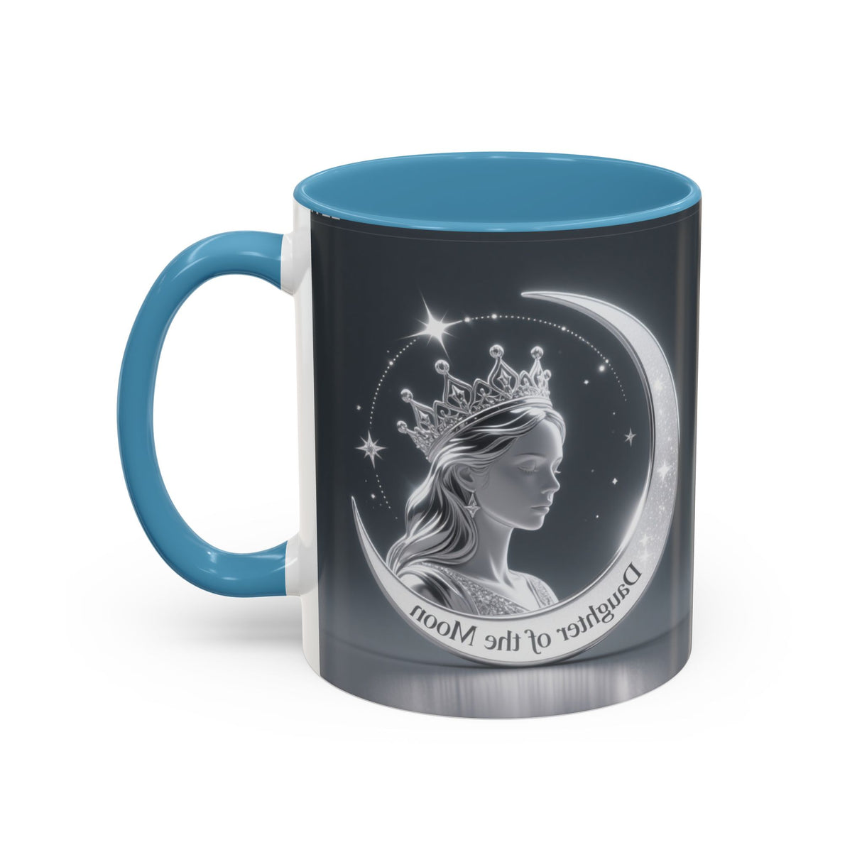 Daughter of the Moon Accent Coffee Mug — Celestial Crowned Woman 11/15oz US