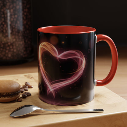 Neon Heart Accent Coffee Mug – Romantic Glow 11/15oz US