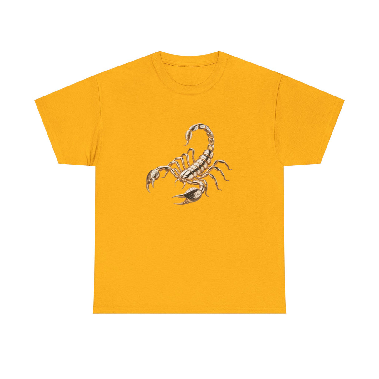 Flat lay of the Scorpion Graphic Tee — Desert Scorpion Illustration T-Shirt on a textured background.