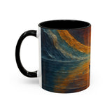 A pair of Sail into the Sun Ceramic Coffee Mugs on a table, perfect for sharing a moment with a friend.