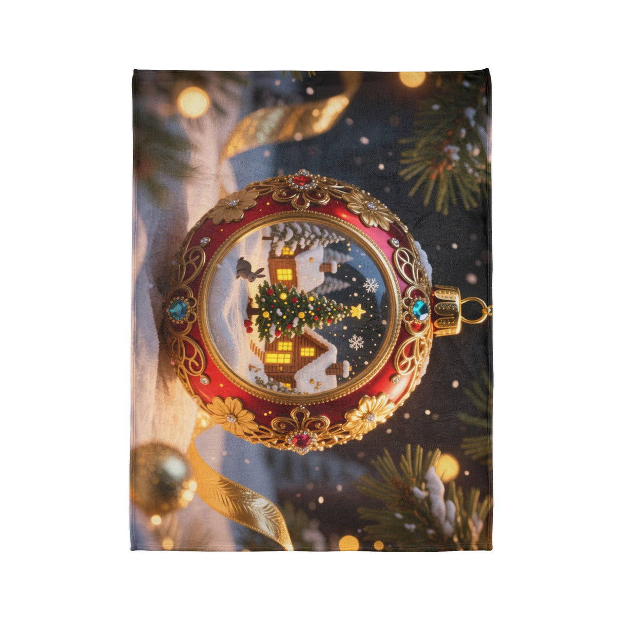 Detailed image of the Christmas Ornament Holiday Blanket — Cozy Festive Throw illustrating its vibrant colors and quality fleece texture.