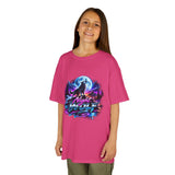 Retro 'Night Wolf' Neon Synthwave Graphic Tee —  Kids T‑Shirt
