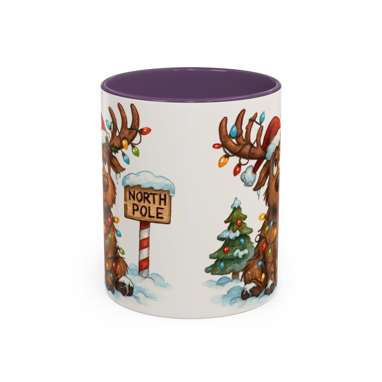 Inside view of the Christmas Reindeer Coffee Mug, featuring its colorful interior, perfect for festive beverages.