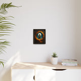 Framed Matte Canvas - Moonlit Pirate Ship with Fiery Vortex, showcasing a galleon amid a molten-gold flame.