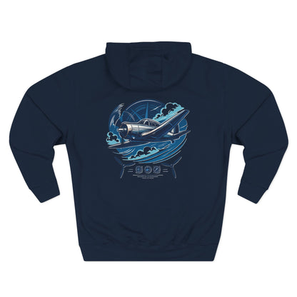 Aviator Three-Panel Hoodie on a model, illustrating the fit and stylish design for casual outings.