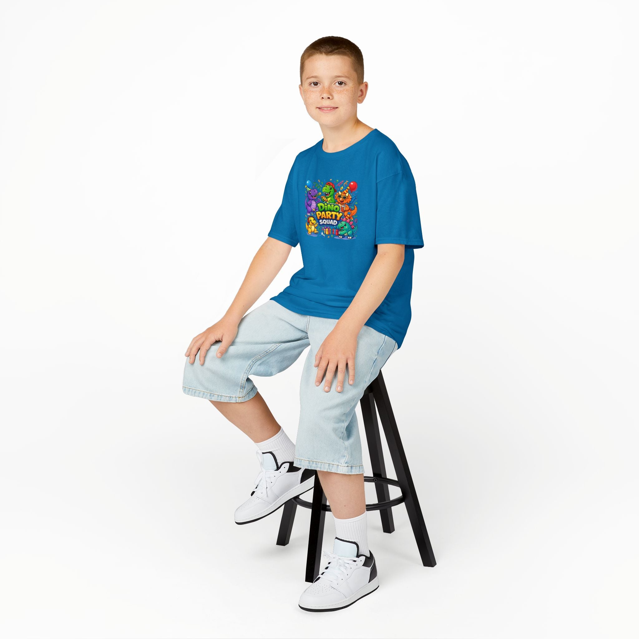 "Dino Party Squad" Colorful Birthday Dino Tee Kids  —  T-Shirt