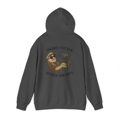 A smiling person wearing the Retired Pilot Hooded Sweatshirt — &