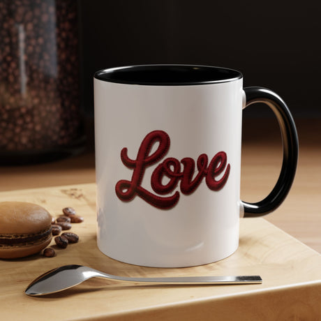 Love Accent Coffee Mug — Red Script Love Design (11oz)