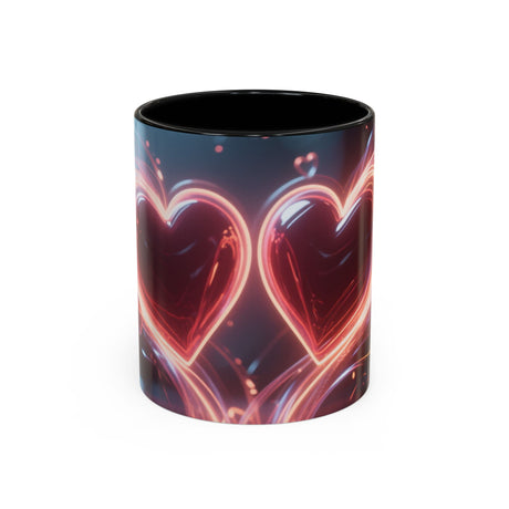 Neon Heart Accent Coffee Mug — Romantic Glow Cup for Valentine’s Day & Gifts US