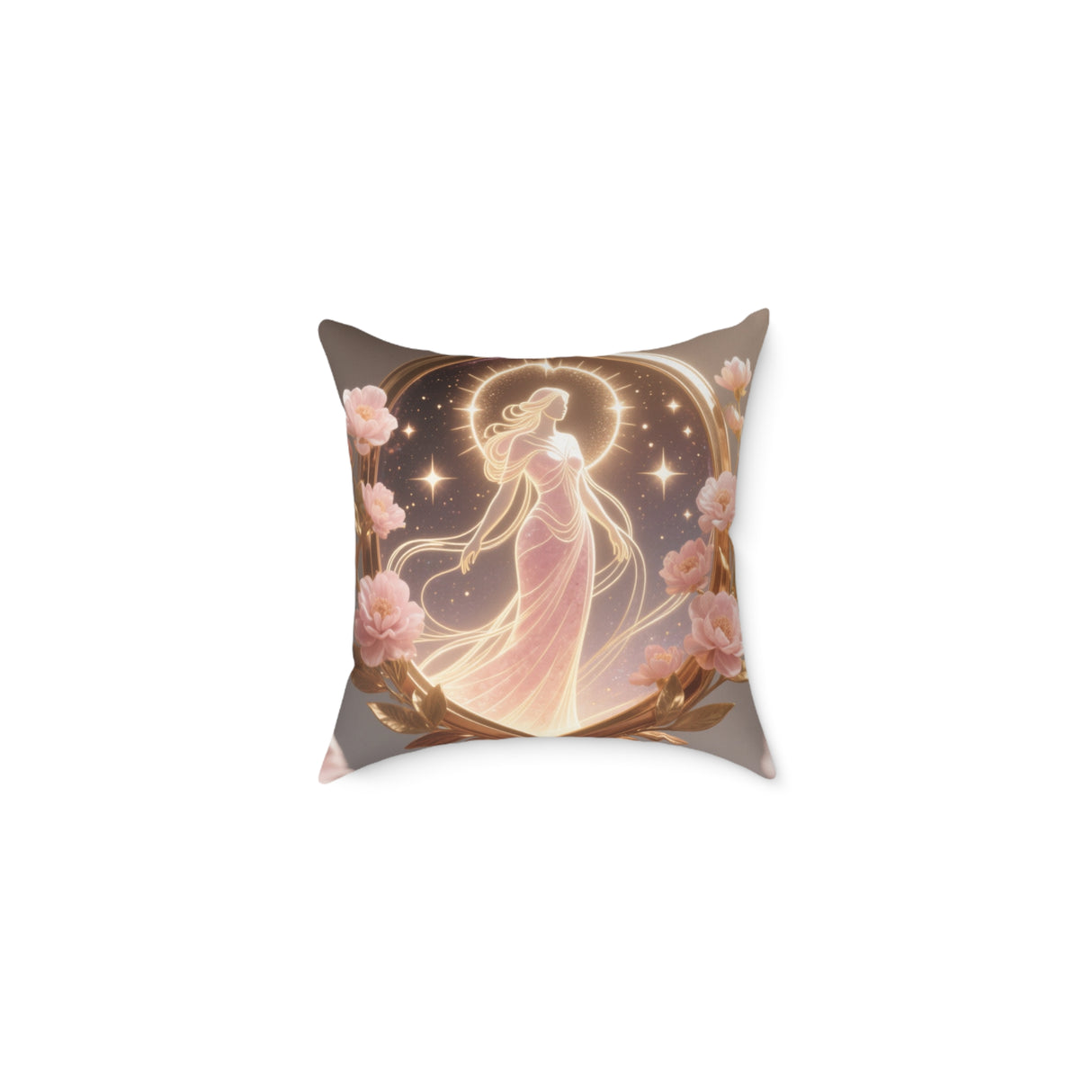 Goddess Moonlight Square Pillow — Ethereal Floral Decorative Cushion 16" × 16" US