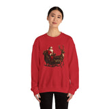Layered outfit featuring the Winter Art Vintage Santa Sleigh Crewneck Sweatshirt, ideal for winter festivities and storytelling.