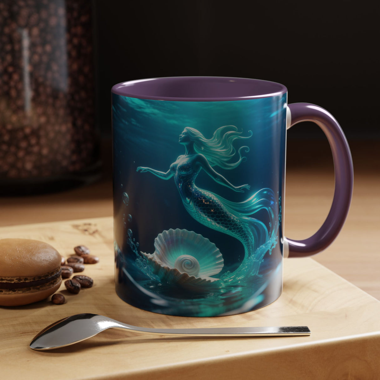 Mermaid Shell Accent Coffee Mug – Ocean Fantasy 11/15oz US