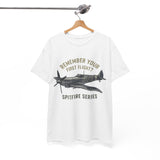 Person at an aviation meet wearing the Spitfire Series T-Shirt, engaging in conversation.