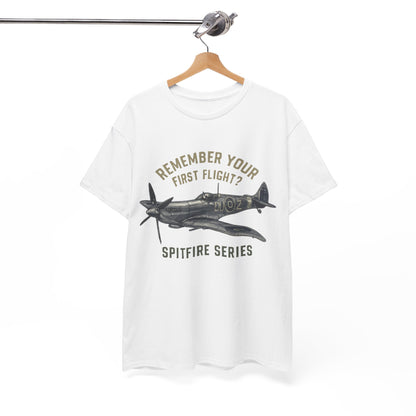 Person at an aviation meet wearing the Spitfire Series T-Shirt, engaging in conversation.