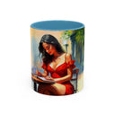 Artistic Red Dress Accent Coffee Mug - 11oz showcasing its unique artistic design