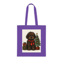 Reinforced handles of the Christmas Dog Tote Bag, perfect for holiday shopping.