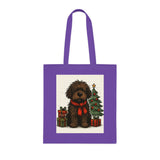 Reinforced handles of the Christmas Dog Tote Bag, perfect for holiday shopping.