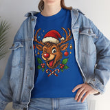 Charming view of the Christmas Reindeer Tee styled with accessories for a complete holiday outfit.