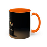 Vintage Glamour Coffee Mug filled with coffee and displayed alongside a cozy blanket and book.