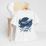 Vintage Propeller Plane T-Shirt folded neatly, illustrating its medium-weight fabric and smooth silhouette.