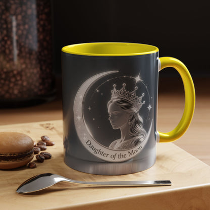 Daughter of the Moon Accent Coffee Mug — Celestial Crowned Woman 11/15oz US