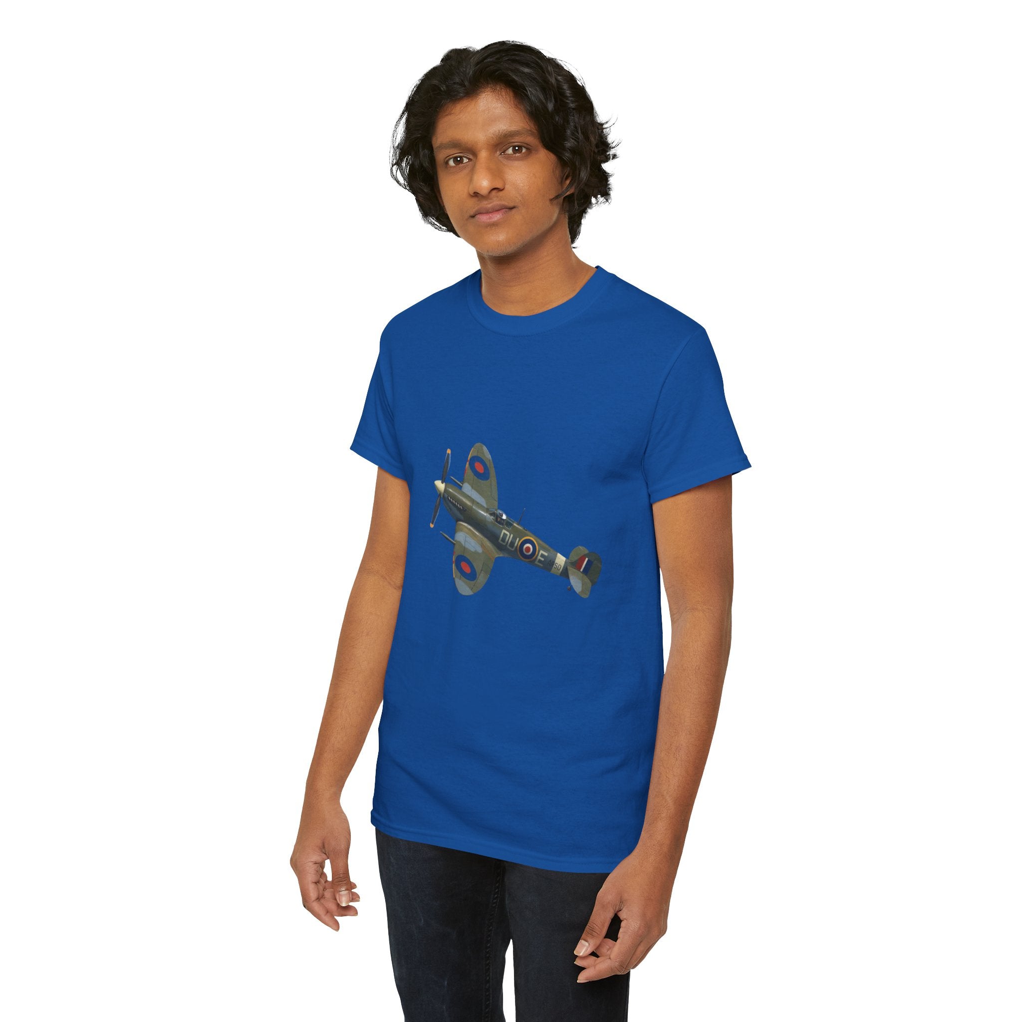 Vintage WWII Spitfire Fighter Plane T-Shirt folded neatly for travel or storage