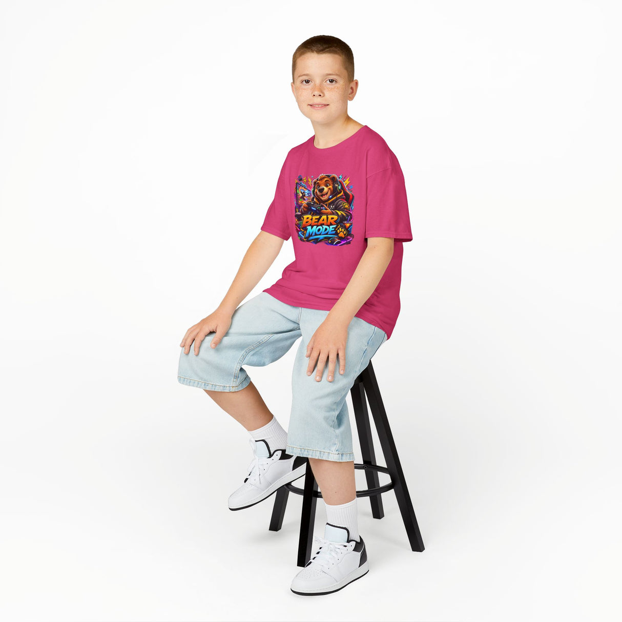Bear Mode Kids T‑Shirt — Colorful Cartoon Bear Graphic Tee