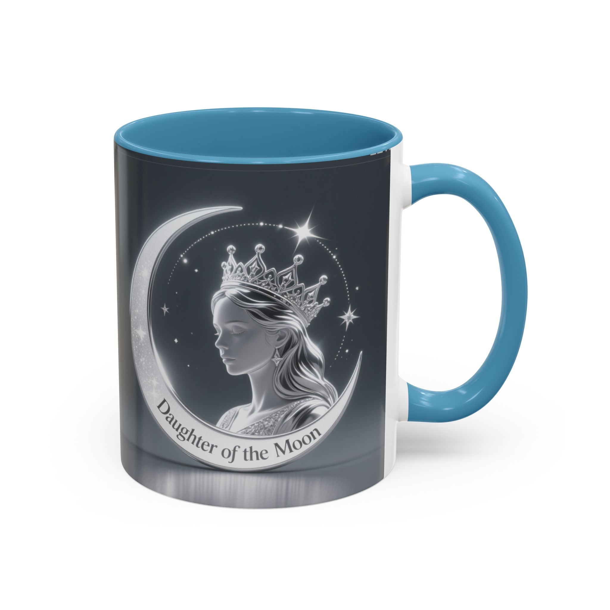 Daughter of the Moon Accent Coffee Mug — Celestial Crowned Woman 11/15oz US