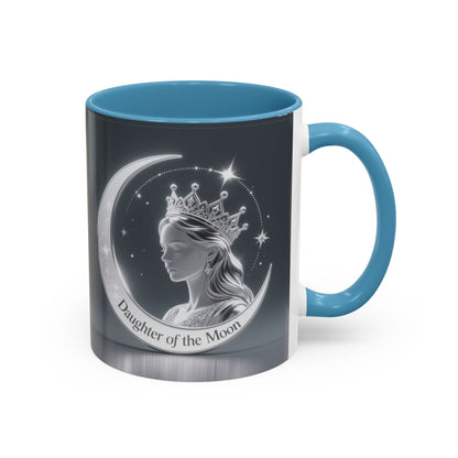 Daughter of the Moon Accent Coffee Mug — Celestial Crowned Woman 11/15oz US