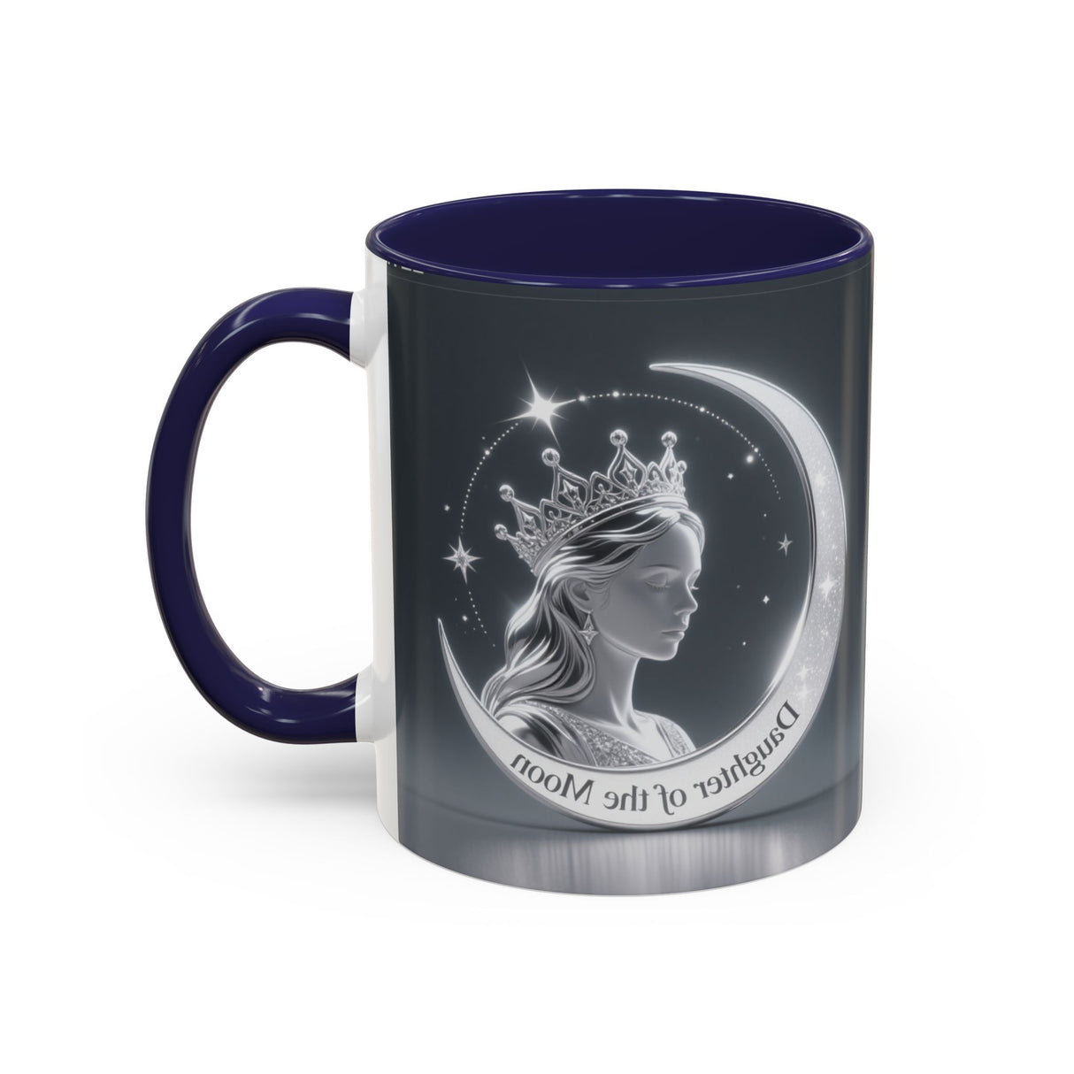 Daughter of the Moon Accent Coffee Mug — Celestial Crowned Woman 11/15oz US