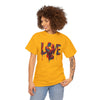 Casual outdoor setting featuring a couple in Love Unisex Heavy Cotton Tee, ideal gift for Valentine's Day.