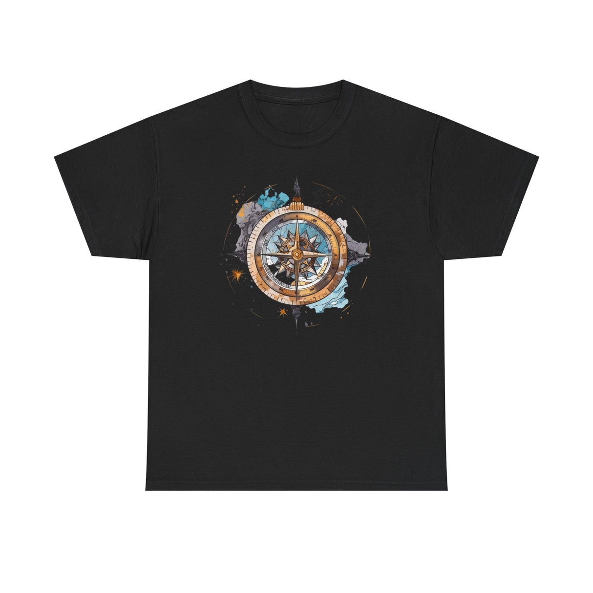 Back view of Compass Rose T-Shirt, highlighting its relaxed fit and comfortable crew neckline — Vintage Nautical Adventure Graphic Tee