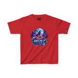 Retro 'Night Wolf' Neon Synthwave Graphic Tee —  Kids T‑Shirt