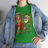 Happy elderly couple dancing depicted on the Dancing Seniors Illustration T‑Shirt for fun casual wear.