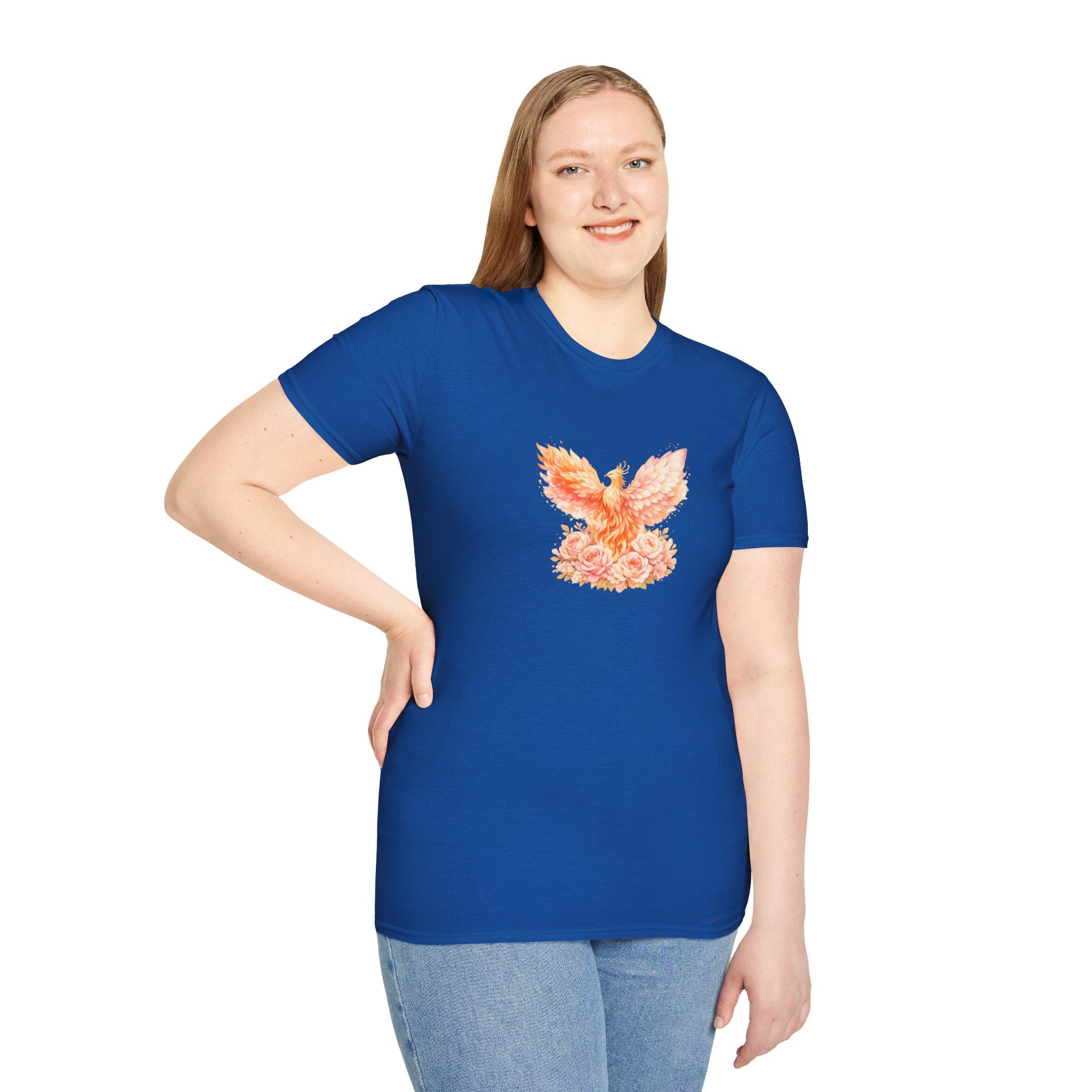Phoenix Floral Graphic T Shirt Watercolor Rising Bird Tee