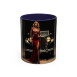 Close-up of Vintage Glamour Coffee Mug - 11oz with stunning accents and C-shaped handle.